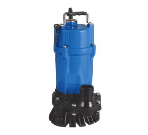 Submersible dewatering pump on a white background