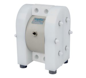 Plastic Diaphragm Pump with Twin Inlet Outlets on a white background