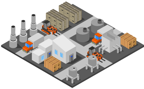 isometric view of a pump factory