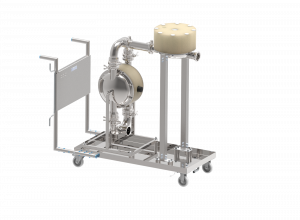 Sanitary Trolley featuring Air Operated Diaphragm Pumps with Pulsation Dampener